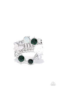 Butterfly Bustle- Green and Silver Ring- Paparazzi Accessories