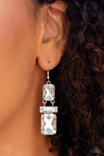 Load image into Gallery viewer, CHAIN Check- White and Silver Earrings- Paparazzi Accessories