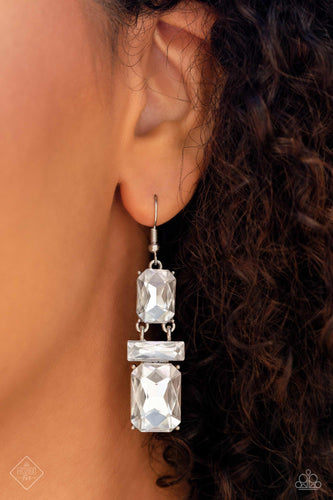 CHAIN Check- White and Silver Earrings- Paparazzi Accessories