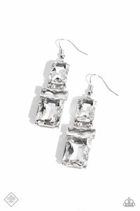 CHAIN Check- White and Silver Earrings- Paparazzi Accessories
