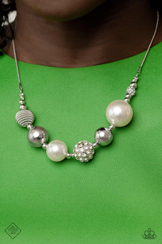 Caliber Choreographer- White and Silver Necklace- Paparazzi Accessories