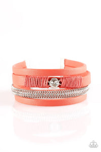 Catwalk Craze- Orange and Silver Bracelet- Paparazzi Accessories