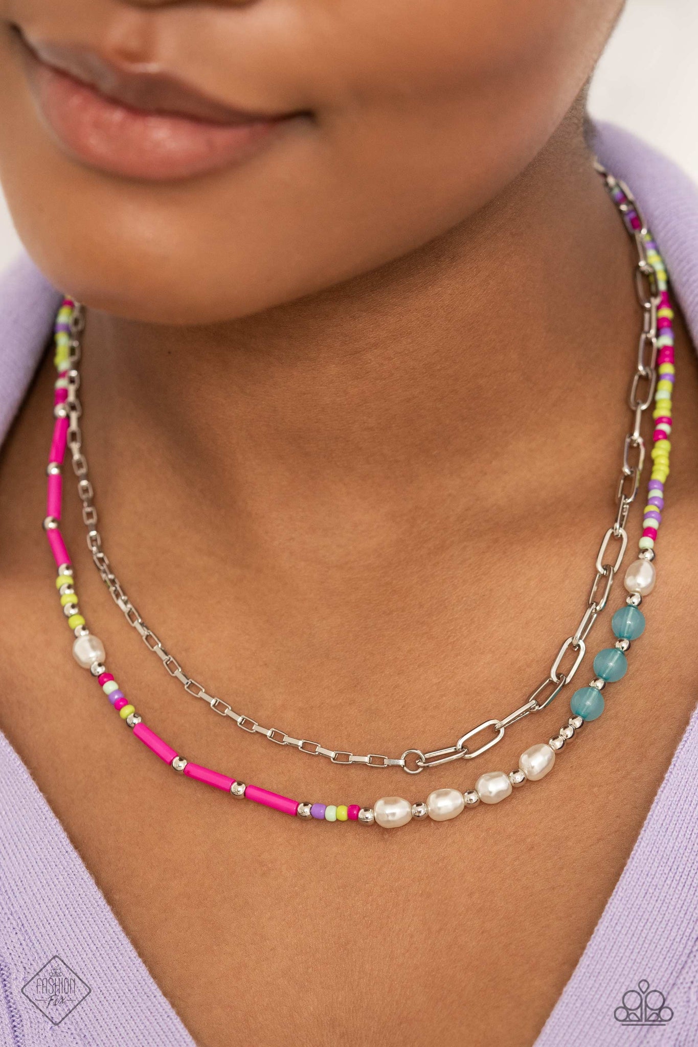 Coastal Composition- Pink and Silver Necklace- Paparazzi Accessories – Chic  Shimmer