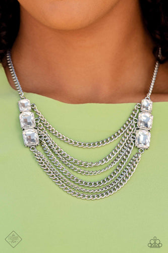 Come CHAIN Or Shine- White and Silver Necklace- Paparazzi Accessories
