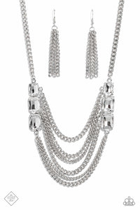 Come CHAIN Or Shine- White and Silver Necklace- Paparazzi Accessories