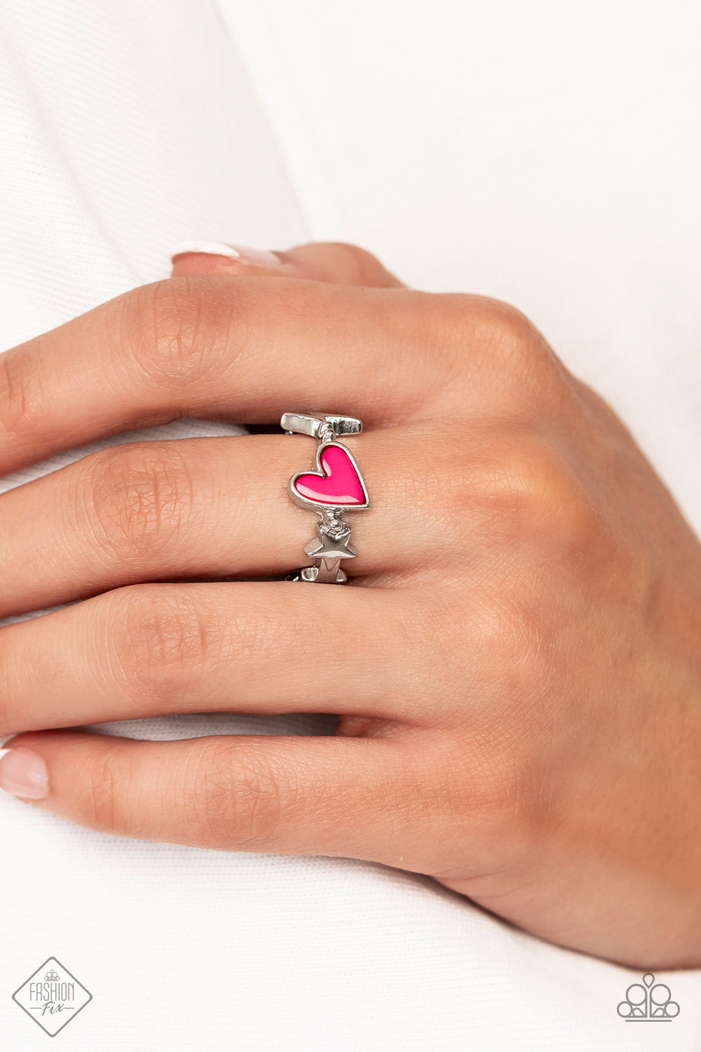 Contemporary Charm- Pink and Silver Ring- Paparazzi Accessories