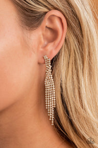 Cosmic Candescence- White and Gold Earrings- Paparazzi Accessories