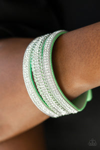 Dangerously Drama Queen- Green and White Wrap Bracelet- Paparazzi Accessories