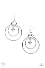Load image into Gallery viewer, Dapperly Deluxe- White and Silver Earrings- Paparazzi Accessories