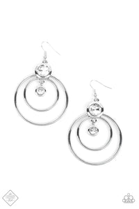 Dapperly Deluxe- White and Silver Earrings- Paparazzi Accessories