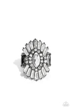 Load image into Gallery viewer, Daringly Deco- White and Gunmetal Ring- Paparazzi Accessories
