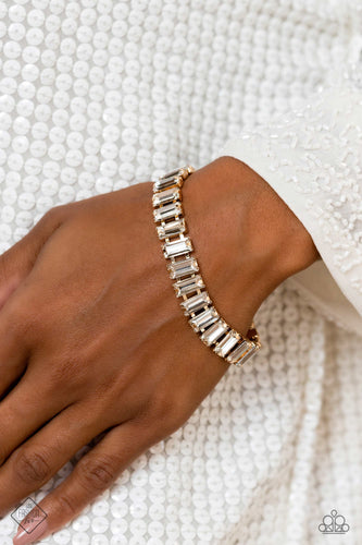 Darling Debutante- White and Gold Bracelet- Paparazzi Accessories