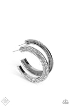 Load image into Gallery viewer, Dazzling Dynamo- White and Gunmetal Earrings- Paparazzi Accessories