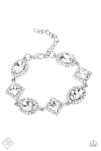 Load image into Gallery viewer, Decade of Dazzle- White and Silver Bracelet- Paparazzi Accessories
