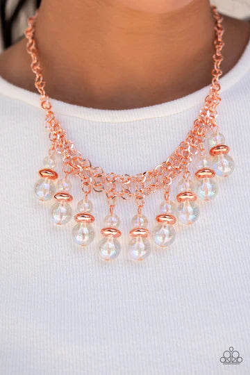 Deep Space Diva- White and Copper Necklace- Paparazzi Accessories