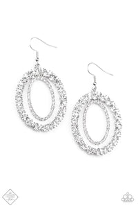 Deluxe Luxury- White and Silver Earrings- Paparazzi Accessories