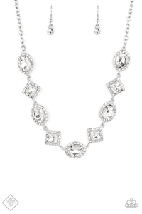 Diamond Of The Season- White and Silver Necklace- Paparazzi Accessories