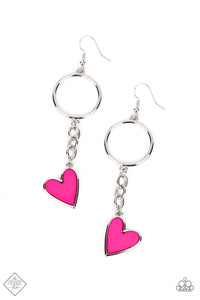 Don't Miss A HEARTBEAT- Pink and Silver Earrings- Paparazzi Accessories