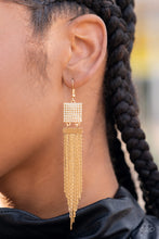 Load image into Gallery viewer, Dramatically Deco- White and Gold Earrings- Paparazzi Accessories