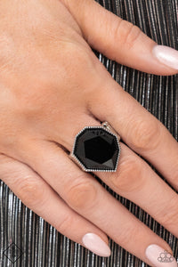 Dynamically Defaced- Black and Silver Ring- Paparazzi Accessories