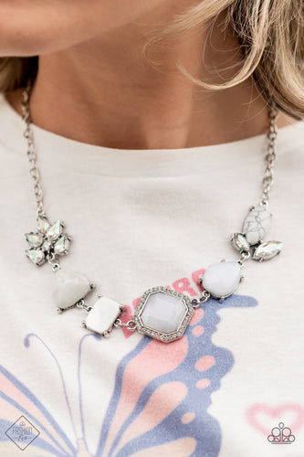 Eco Enchantment- White and Silver Necklace- Paparazzi Accessories
