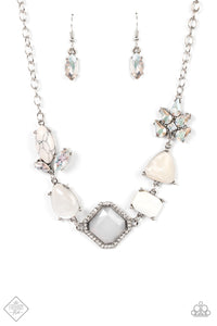 Eco Enchantment- White and Silver Necklace- Paparazzi Accessories