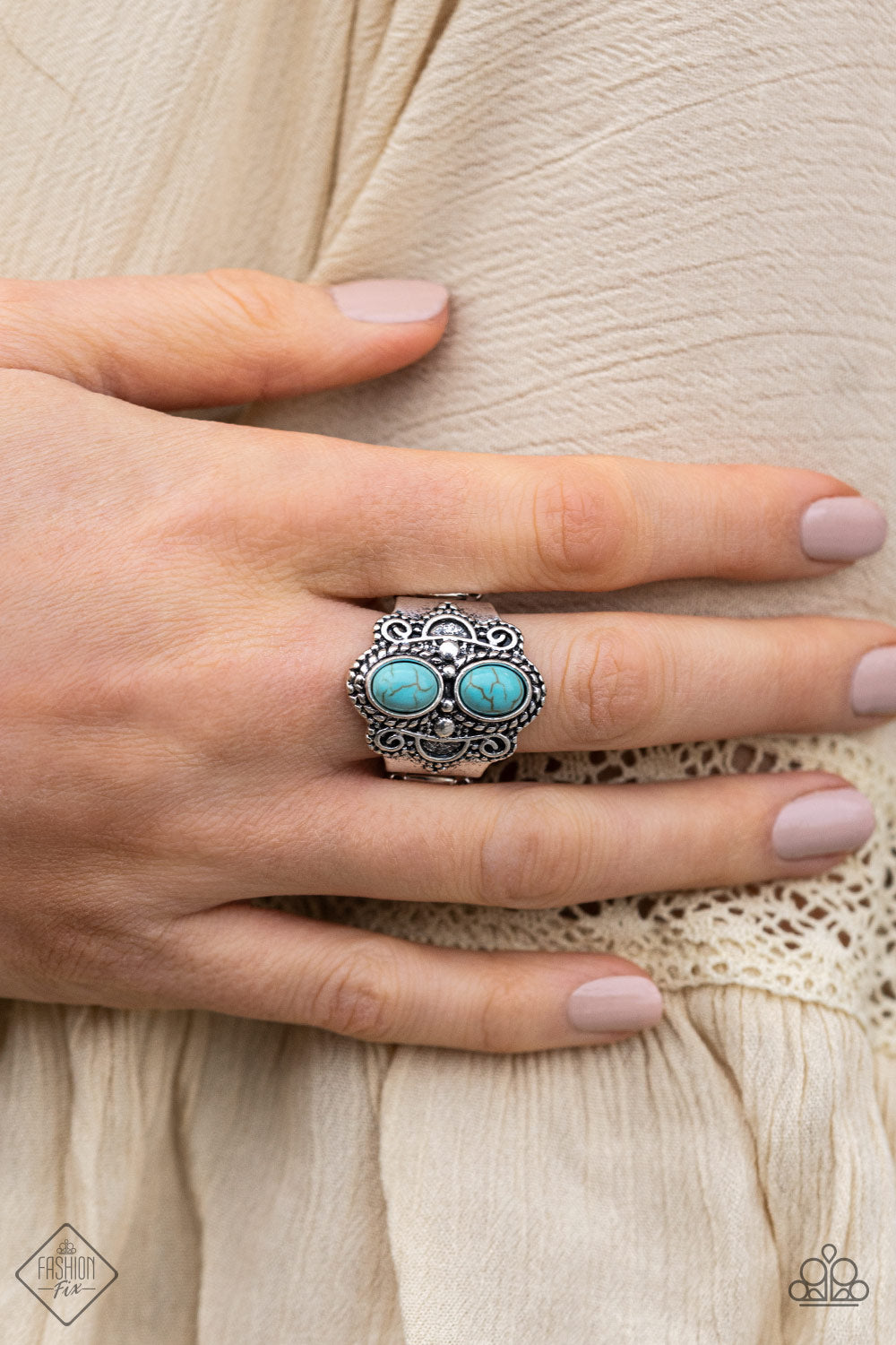 Eco Essence- Blue and Silver Ring- Paparazzi Accessories