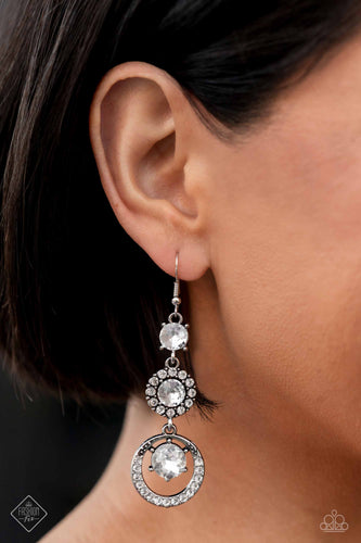 Enchanting Effulgence- White and Silver Earrings- Paparazzi Accessories