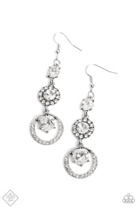 Enchanting Effulgence- White and Silver Earrings- Paparazzi Accessories