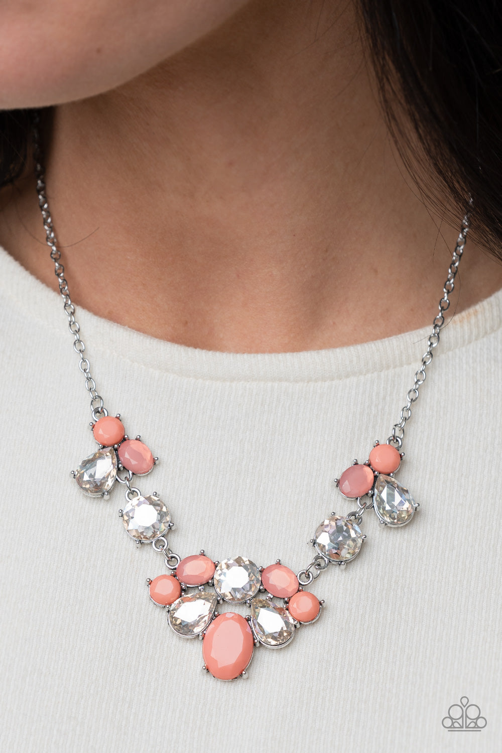 Ethereal Romance- Orange and Silver Necklace- Paparazzi Accessories