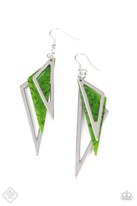 Evolutionary Edge- Green and Silver Earrings- Paparazzi Accessories