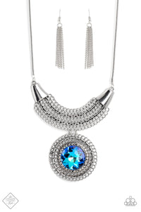Excalibur Extravagance- Blue and Silver Necklace- Paparazzi Accessories