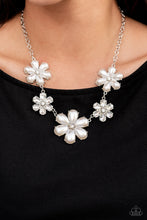 Load image into Gallery viewer, Fiercely Flowering- White and Silver Necklace- Paparazzi Accessories