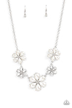 Load image into Gallery viewer, Fiercely Flowering- White and Silver Necklace- Paparazzi Accessories