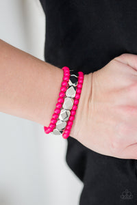 Fiesta Flavor- Pink and Silver Bracelet- Paparazzi Accessories