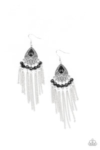 Floating on HEIR- Black and Silver Earrings- Paparazzi Accessories