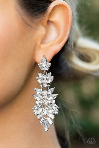 Frozen Fairytale- White and Silver Earrings- Paparazzi Accessories