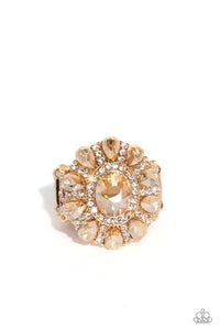 GLIMMER and Spice- White and Gold Ring- Paparazzi Accessories