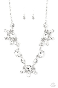 GLOW-trotting Twinkle- White and Silver Necklace- Paparazzi Accessories