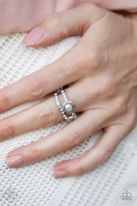 GLOW Me Away!- White and Silver Ring- Paparazzi Accessories