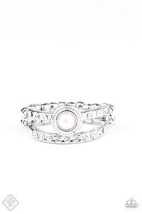 GLOW Me Away!- White and Silver Ring- Paparazzi Accessories