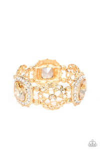Gilded Gallery- White and Gold Bracelet- Paparazzi Accessories