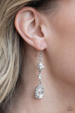 Load image into Gallery viewer, Glass Slipper Sparkle- White and Silver Earrings- Paparazzi Accessories