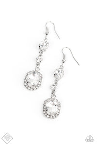 Glass Slipper Sparkle- White and Silver Earrings- Paparazzi Accessories