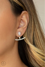 Load image into Gallery viewer, Glowing Glimmer- White and Silver Earrings- Paparazzi Accessories