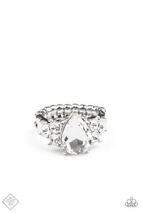 Happily Ever Eloquent- White and Silver Ring- Paparazzi Accessories