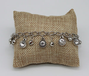Stratosphere Shimmer- White and Silver Bracelet- Paparazzi Accessories