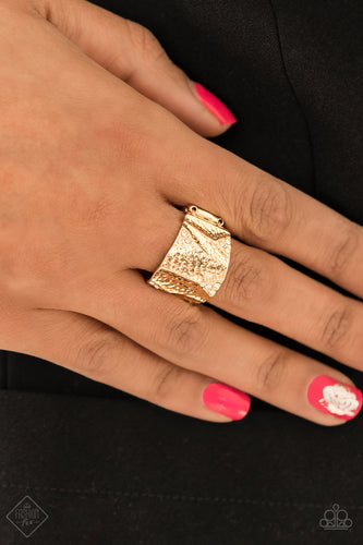 Industrial Indentation- White and Gold Ring- Paparazzi Accessories