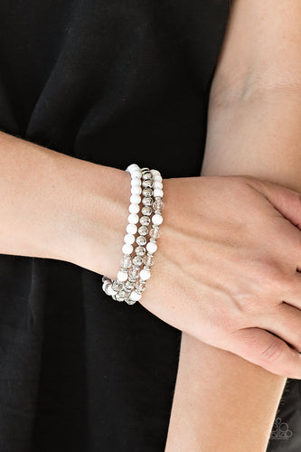 Irresistibly Irresistible- White and Silver Bracelet- Paparazzi Accessories