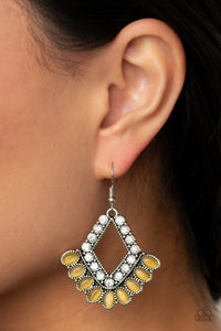 Just BEAM Happy- Yellow and Silver Earrings- Paparazzi Accessories